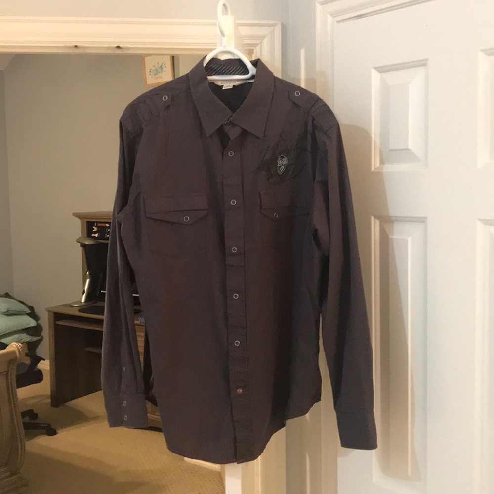 Button down shirt brown with red lines